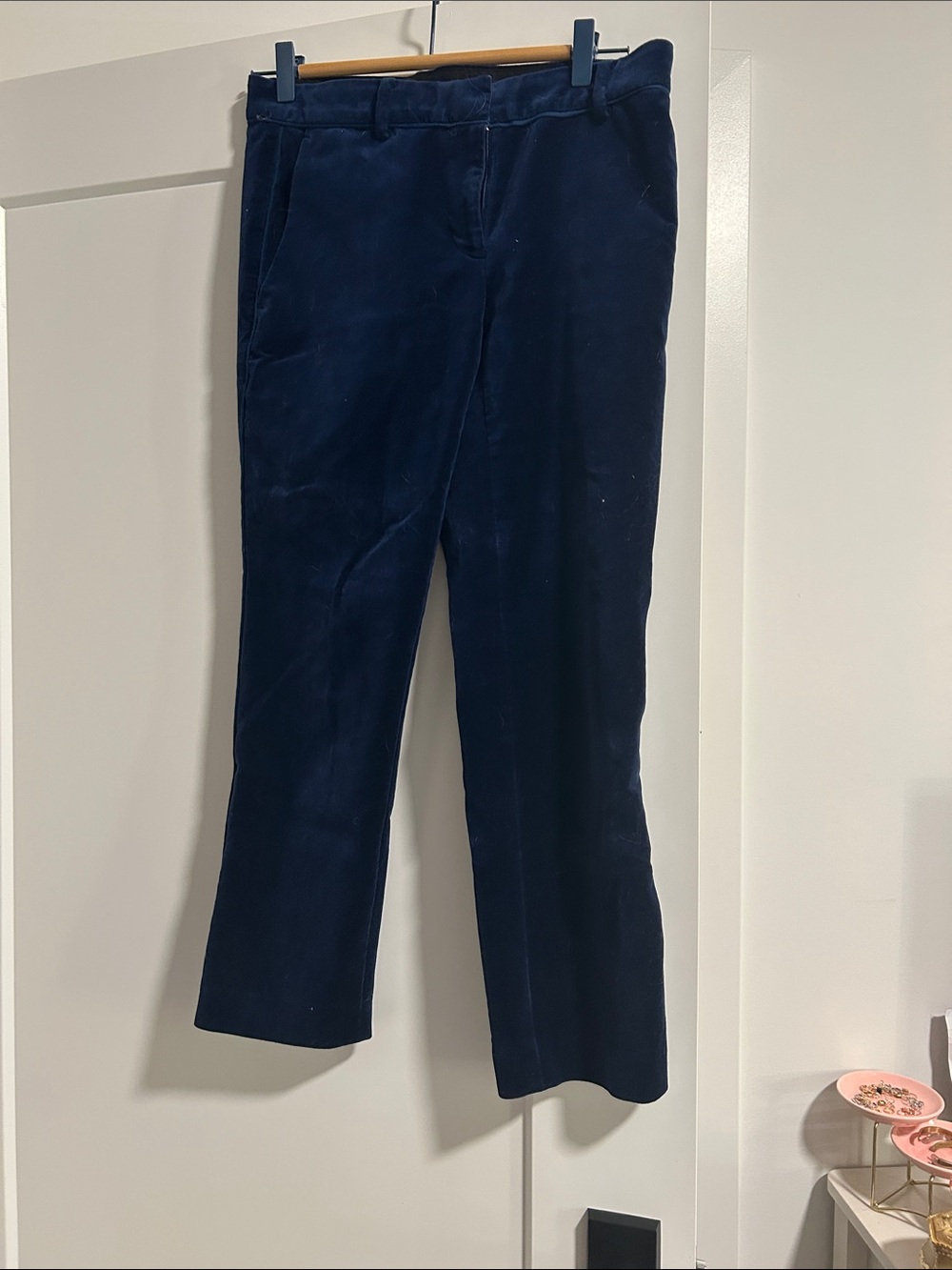 Ann Taylor Dark Navy Corduroy Cropped Straight-Leg Pants